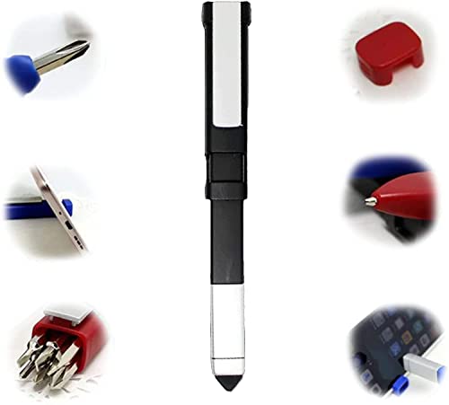 4-in-1-Multifunktions-Handyhalter, Touch-Kugelschreiber mit Schraubendreher-Sets, kompaktes Präzisions-Gadgets-Reparatur-Werkzeug-Kit (Schwarz) von Sentechx