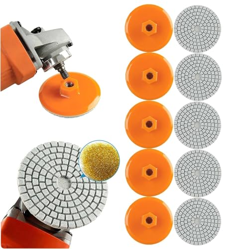 Integrierte Stein-Trimm- und Polierscheibe, 3-Zoll-Nass-Trocken-Polierpads, Diamant-Polierpads-Kit, für Granit-Stein-Beton-Marmorboden (10 Stück) von Sentechx