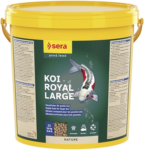 sera 07130 Koi Royal Nature Large (6 mm) 21 Liter - Hauptfutter BZW. Koifutter für EIN langes, gesundes Koileben von Koi ab 25 cm, Futter ohne Farb- & Konservierungsstoffe von sera