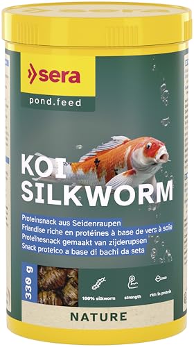 sera Koi Silkworm Nature 1000 ml - der natürliche Leckerbissen Seidenraupen, Koifutter für Koi ab 15 °C von sera