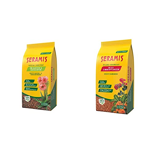 Seramis Spezial-Substrat für Kakteen und Sukkulenten, 2,5 l – Pflanzen Tongranulat & Pflanz-Granulat für alle Zimmerpflanzen, 2,5 l – Pflanzen Tongranulat, Blumenerde Ersatz, Gelb von Seramis