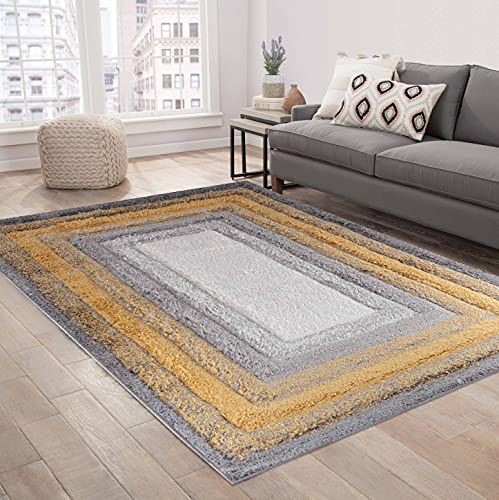 Serdim Rugs 830 Gold 60x110 Moderner zotteliger Teppich aus Polyester mit weichen Borten, 60x110cm(2'x3'7) von Serdim Rugs