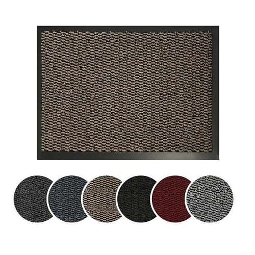 Serdim Rugs Bar-Matten, 60 x 80 cm, Braun rutschfeste Schmutzfangmatte mit Gummirand, Polypropylen (PP) von Serdim Rugs