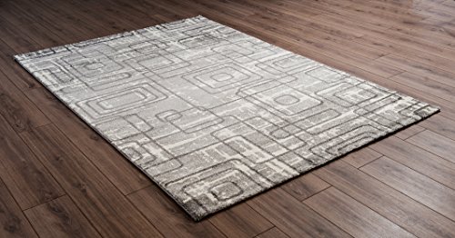 Serdim Rugs Moderne Teppiche für Wohnzimmer Geometrische Linien Design extra weich mit 11 mm Florhöhe in Beige und Grau (Grau, 80 x 150 cm) von Serdim Rugs