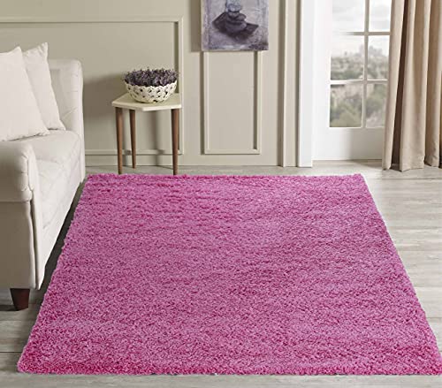 Serdim Rugs Moderner Shaggy Modern Shaggy Teppich, hoher Flor Flor lang, Soft Touch, Teppich Uni Pink; Größe: 60 x 110 cm von Serdim Rugs