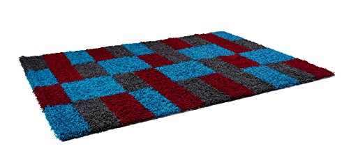 Serdim Rugs Modernes Kariertes Design, rot, 80x150cm (2'6"x5'0") von Serdim Rugs