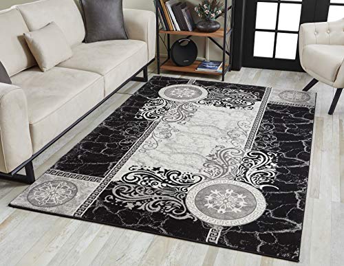 Serdim Rugs Moon Traditionelle Teppiche, Polypropylen, schwarz/grau, 80 x 150 cm (2'6"x5'0") von Serdim Rugs