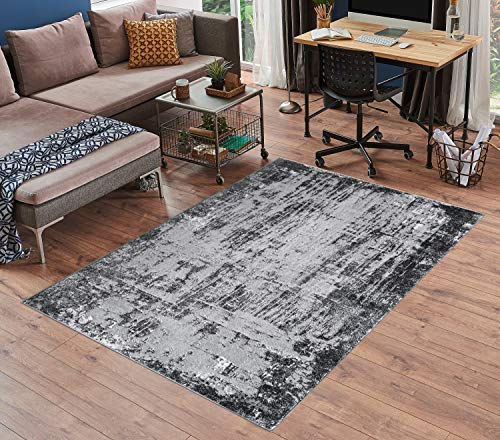 Serdim Rugs Serenity Teppich, modern, abstrakt, Abriebfest, Schwarz, 80 x 300 cm von Serdim Rugs