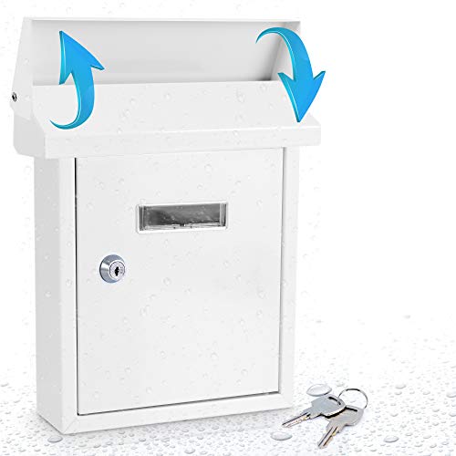 Weatherproof Wall Mount Locking Mailbox - Galvanized Steel w/Metal Flap for Mail Insertion, Commercial Rural Home Decorative & Office Business Parcel Box Package Drop Secure Lock - Serenelife SLMAB01 von SereneLife