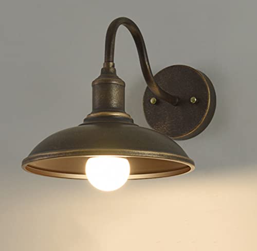 Serin-Eletro E27 Wandleuchte Industrie Antik Außen Wandlampe Metall Lampenschirm Wasserdicht Wandlicht Landhaus Wand-Außenlampe für Eingang Garten Keller Balkonlicht,Gold-Bronze,IP23 von Serin-Eletro