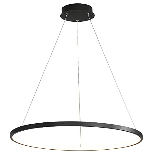 Serin-Eletro LED Pendelleuchte Esstischlampe,Modern LED Pendellampe Dimmbar mit Fernbedienung Rund Ring Leuchten Höhenverstellbar Hängelampe Aluminium für Wohnzimmer Büro Esszimmer von Serin-Eletro