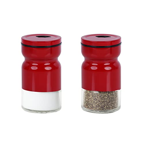 Salz- und Pfefferstreuer aus Glas und Metall, Rot, 2 Stück von Servette Home