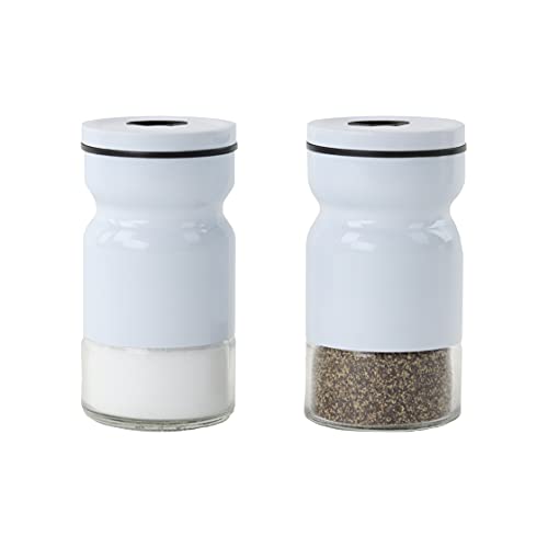 Salz- und Pfefferstreuer aus Glas und Metall, Weiß, 2 Stück von Servette Home