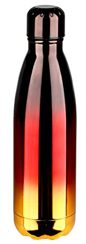 Edelstahl Isolierflasche schwarz/rot/gold glänzend 500ml von SESUA