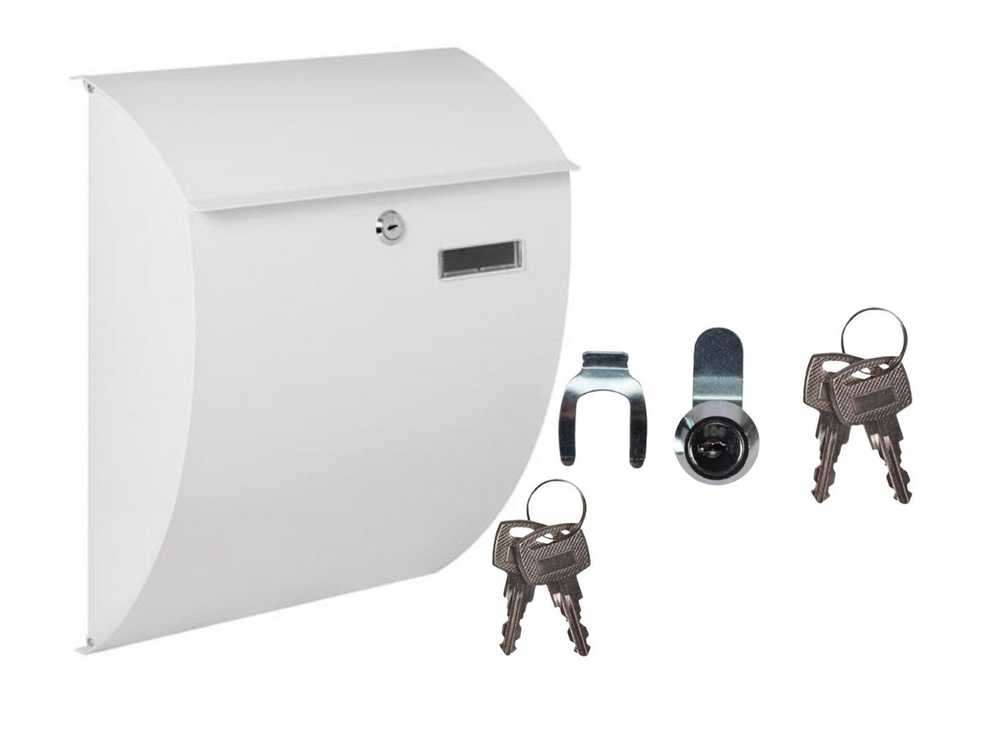 Setpoint Briefkasten, gebogen, Design Postkasten in Weiß mit mit Ersatz-Schloß 4 Schlüsseln von Setpoint