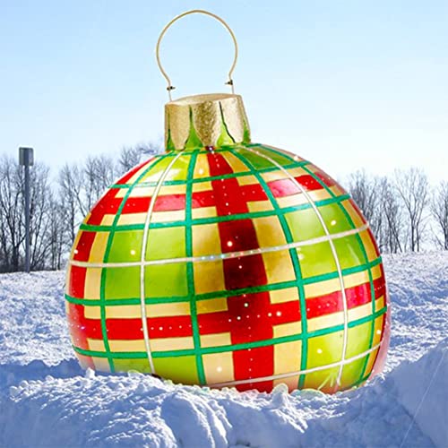 Settoo Weihnachtsdekorationen Weihnachten Aufblasbar Ball 60cm Aus PVC Christbaumkugel,Weihnachtskugel Personalisiert Baumschmuck Weihnachtskugeln (mit Inflatorzylinder) von Settoo