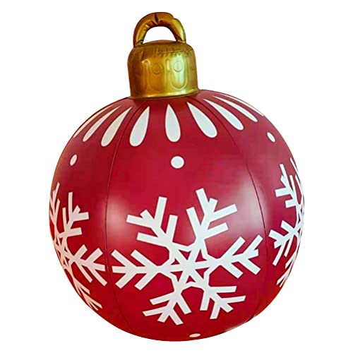 Settoo Weihnachtsdekorationen Weihnachten Aufblasbar Ball 60cm Aus PVC Christbaumkugel,Weihnachtskugel Personalisiert Baumschmuck Weihnachtskugeln (mit Inflatorzylinder) (60 cm, B3) von Settoo