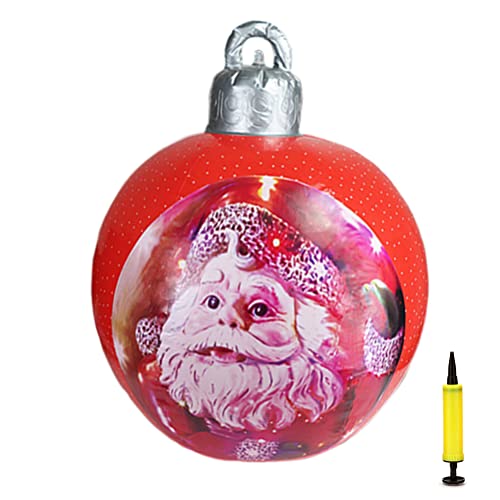 Settoo Weihnachtsdekorationen Weihnachten Aufblasbar Ball 60cm Aus PVC Christbaumkugel,Weihnachtskugel Personalisiert Baumschmuck Weihnachtskugeln (mit Inflatorzylinder) von Settoo