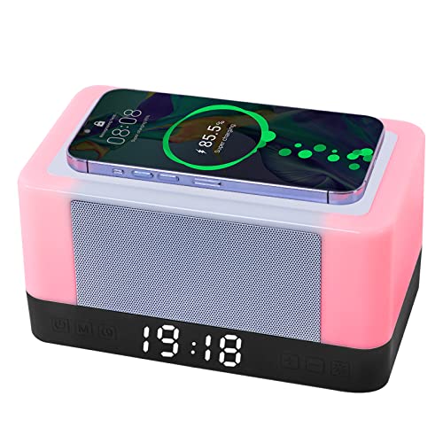 Seutgjie Bluetooth Lautsprecher mit Licht Wecker Ladestation RGB/Warmes Licht Touch Modus Nachttischlampe für Schlafzimmer Wohnzimmer Geschenke für Teen Mädchen Jungen Muttertagsgeschenk von Seutgjie