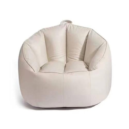 Lazy Sitzsack-Stuhlbezug, Sessel aus ultraweichem Teddy-Stoff, (ohne Füllstoff), Kürbis-Optik, weicher, hochwertiger, Stopfbarer Sitzsack-Stuhlbezug, auslaufsicherer Möbelschutz,Weiß von ShEyle