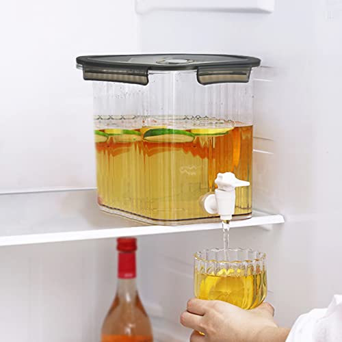 Kühlschrank-Krugspender, Wasserspender mit Wasserhahn, 3,5 l große Kapazität, Aufbewahrung für Fruchtsaft, ideal für Büro, Camping, Saft, Getränke, Cocktails, Grau von Shalwinn