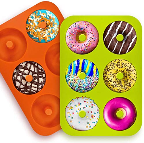 Shalwinn Silikon Donut Formen, 2 Stuck Silikon Donut Backform, Antihaft Donut Backblech für Kuchen Keks Bagels Muffins, Geeignet für Backofen, Mikrowelle von Shalwinn