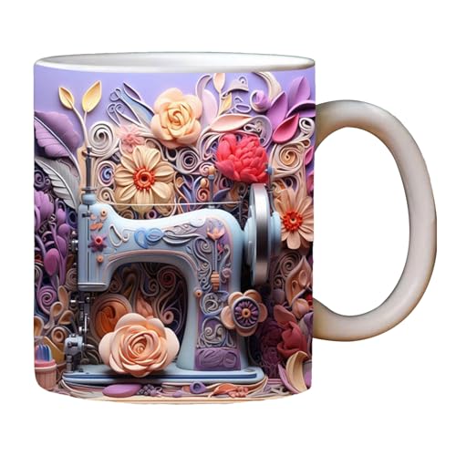 3d Nähmaschine Tasse,1/3 Stk Keramik Nähtasse, Lustige Nähtasse, 11oz, Neuartige Keramik-Kaffeetassen, Kaffeetasse Aus Steingut, Teetasse Mit 3D-Schnittmuster, Nähgeschenke Für Frauen von Shannan