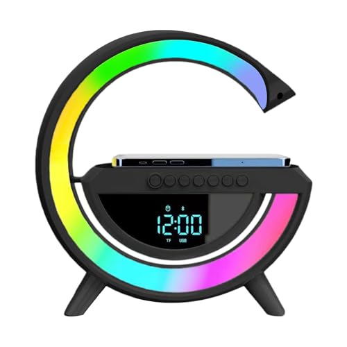 Nachtlicht Lampe Mit Wireless Charger,G Atmosphärenlampe, Wireless Speaker Charger, Dimmbare LED Tischlampe Alarm Clock, Schlafzimmer-Nachttischlampe, Für Erwachsene Kinder Schlafzimmer von Shannan