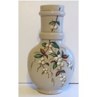 Wunderschöne Antike Bristol Glas Vase Baumwolle Pflanze Handbemalt von SharonDippityVintage