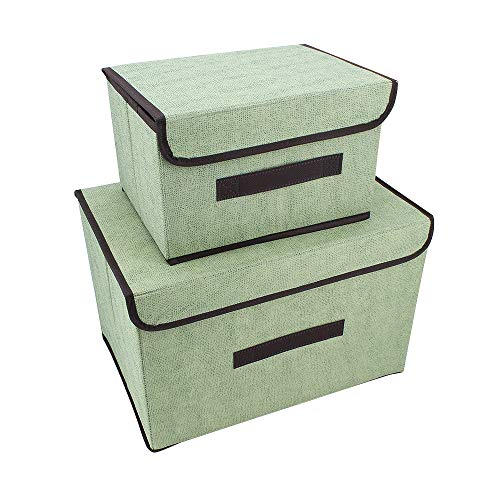 ShawFly Aufbewahrungsbox 2er Pack Aufbewahrungsboxen mit Deckel Faltbare Aufbewahrungsbox mit Griff für Kleidungsstücke Tragbare staubdichte Aufbewahrungsbox (Grün) von ShawFly