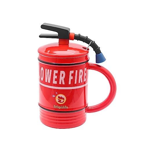 ShawFly Feuerlöscher-Kaffeetasse, kreative lustige Keramikbecher, Persönlichkeitstasse Geschenkbecher, Stadt Feuerwehr Geschenk Lustiges Geschenk für Junge Mädchen Feuerwehrmann Männer Vater (rot) von ShawFly