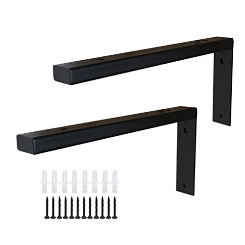 2 Stück Hochleistungs-Industrie-Regalhalterungen,Schwarze Schwimmende L-Typ-Schmiedeeisen-Regalhalter Regalwinkel,Wand Montierte Retro Regalträger Hardware-Klammer für DIY-Dekor(15cm/6in) von Shelf bracket