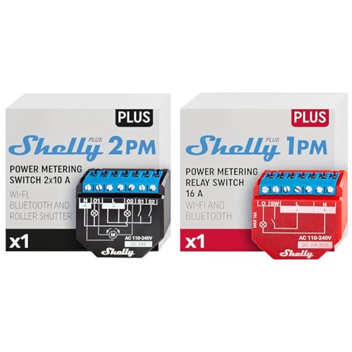 Shelly Plus 2PM | Wlan & Bluetooth 2 Kanäle Smart Relais Schalter mit Leistungsmessung & Plus 1PM | WLAN & Bluetooth Relais Schalter mit Strommessung von Shelly