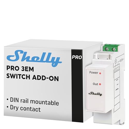 Shelly Pro 3EM Switch Add-On | Add-on für Shelly Pro 3EM Trockene Kontakte DIN-Schienenmontage möglich | Hausautomation | iOS Android App | Kein Hub nötig von Shelly
