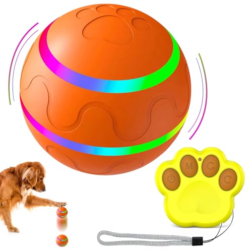 Shengruili Interaktives Hunde Ball Spielzeug,Selbstrollender Ball Hund,Interaktives Hundespielzeug Ball,Intelligente Hundespielzeug Ball,Strapazierfähiger Automatisch Rollender Ball für Welpen von Shengruili