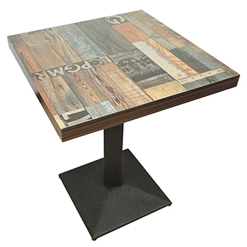 ShiShi Industrieller Retro-Esstisch, Höhe 75 cm, quadratischer Tisch, Küchentisch aus Metall und Holz, Bistrotisch für 1 – 4 Personen (braun-schwarz, D3, 60 × 60 × 75 cm) von ShiShi