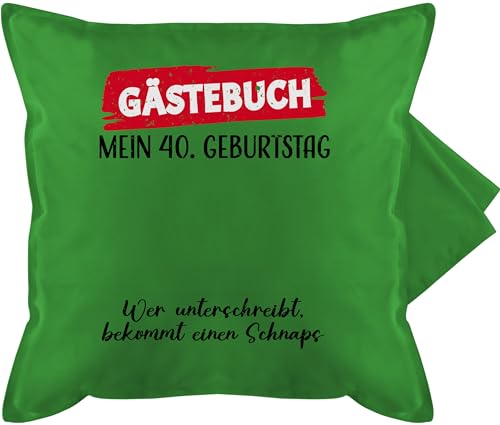 Shirtracer Kissenbezug - Kissen - Gästebuch - 40. Geburtstag Gäste Unterschrift Gästeliste Lustig - 50 x 50 cm - Grün - mit Spruch 40 Jahre zum kreative Ideen 40igsten Geschenk Geschenke von Shirtracer