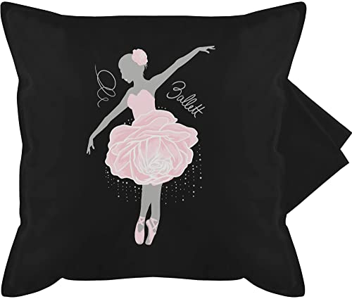 Shirtracer Kissenbezug - Deko Kissen Hobby - Ballerina - grau/rosa - 50 x 50 cm - Schwarz - Ballett von Shirtracer