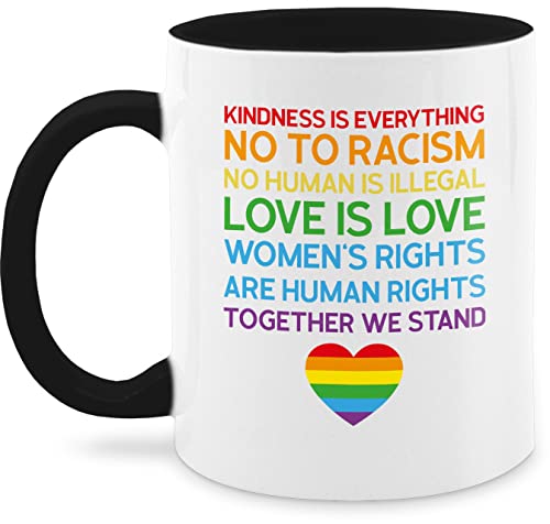Tasse Tassen 325ml - LGBTQ Flagge - Together We Stand – Pride - 325 ml - Schwarz - lesbian kaffeetasse gay csd lgbtqia lgbt regenbogen kleidung lqbtq von Shirtracer