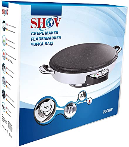 SHOV Granit Crepe Fladenbäcker Sac Yufka 2300W - Backfläche 50cm Temperaturregler (Granit) von Shov