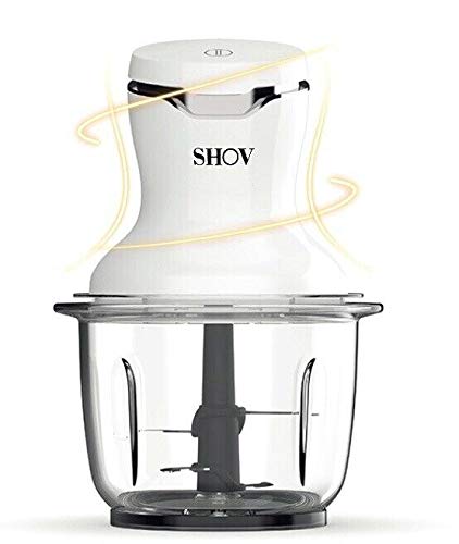 SHOV Mini Zerkleinerer Ein-Hand-Bedientaste, 700ml Glasbehälter, Gemüsezerkleinerer, elektrischer Mixer, Multi-& Universalzerkleinerer für Gemüse, Obst, Nüsse & Fleisch von Shov