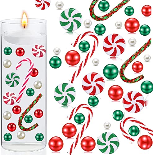 Shunfaji Weihnachtsperle für Vasenfüller, Schwebende Weihnachtsvasenfüller Rote Weiße Schwebende Perlen Mit Glitzer für Tischdekoration, Hochzeit, Partydekor (B) von Shunfaji