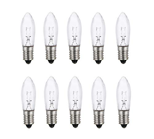 ShuoHui 10 Stück E10 Halogen lampen Ersatzlampen Glühbirnen Topkerze für Lichterkette 16V 3W 3000K von ShuoHui