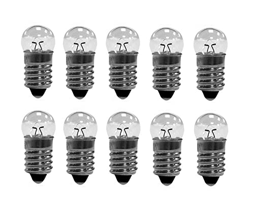 10 Stück Kugellampe E10 1,5V - 12V 0,2 A Glühlampe Glühbirne Miniatur Schraubfuß Warmweiß 30LM (6V) von ShuoHui