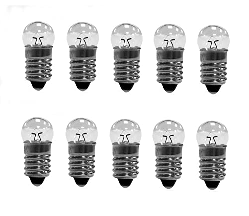 Kugellampe E10 2,5V 0,3 A Glühlampe Glühbirne Miniatur Schraubfuß Warmweiß 2,5 V DC (10)… von ShuoHui
