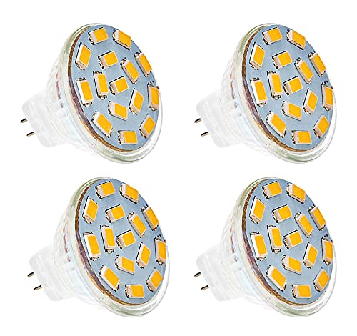 ShuoHui MR11 GU4 LED 3W Warmweiß 3000K, 120 Grad, 350LM, MR11 30W Halogen Ersatz, AC DC 12V-24V LED Einbaustrahler GU4 MR11 Warmweiss für Deckenleuchte, Nicht Dimmbar, 4er-set von ShuoHui