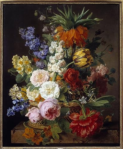 HD-Leinwanddruck Leinwand Ölgemälde Berühmte Gemälde Blumen in einem Korb Gemälde von Jan Frans Van Dael für Wohnzimmerdekoration 60x90cm von SibeG