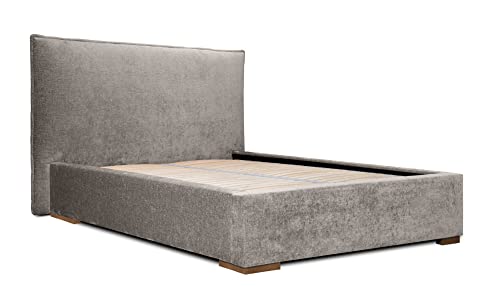 Siblo Bett 140x200 cm - Modern Polsterbett - Doppelbett mit Bettkasten und Lattenros - Harris Kollektion - Robust Bett mit Stauraum - Bettgestell aus Holz - Silber von Siblo