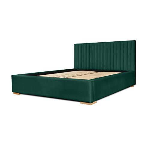 Siblo Bett 160x200 cm - Modern Polsterbett - Doppelbett mit Bettkasten und Lattenros - Lina Kollektion - Robust Bett mit Stauraum - Bettgestell aus Holz - Grün von Siblo