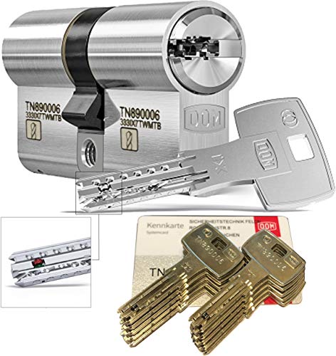 DOM iX Twido 333iX7TWMTB Modular-Doppelzylinder mit 10 Schlüssel, Länge (a/b) 30/30mm (c= 60mm), mit Sicherungskarte, mit Not- u. Gefahrenfunktion und erhöhtem Bohrschutz von Sicherheitstechnik-Feldmann-Shop